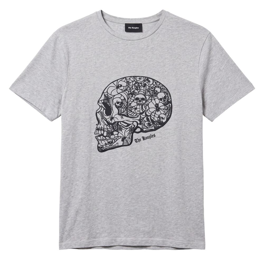 The Kooples Embroidered Skull Spiders T-Shirt Men's Large Halloween Streetwear